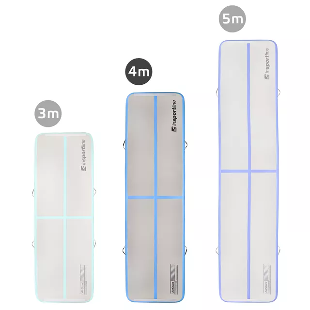 Airtrack inSPORTline Airstunt 400x100x10 cm fehér,650kg teherbírás,DropStitch technológia,javítókészlet és szállítótáska