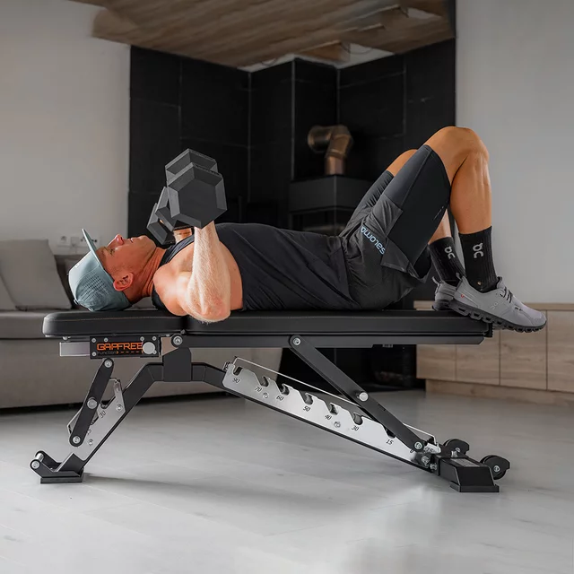 Állítható edzőpad inSPORTline X-NT FB40, GapFree rendszer, PVC kárpit, 10 állású háttámla, 3 üléspozíció, szilárd acélváz, szállítókerék
