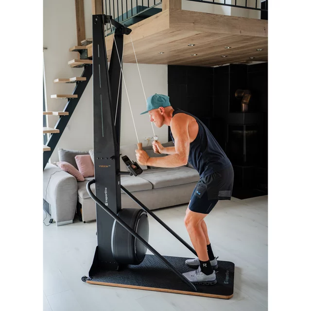 Sífutó-edzőgép inSPORTline Velocer SKI, 16 különböző ellenállási szint, okostelefon-tartó, LCD-kijelző, 150 kg-os teherbírás, 21 edzésprogram