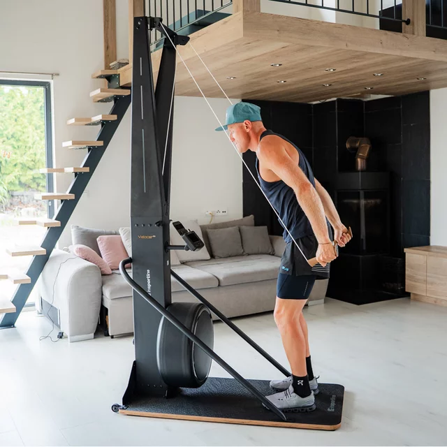 Sífutó-edzőgép inSPORTline Velocer SKI, 16 különböző ellenállási szint, okostelefon-tartó, LCD-kijelző, 150 kg-os teherbírás, 21 edzésprogram