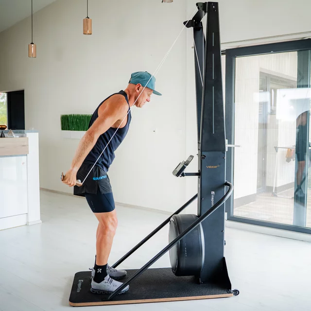 Sífutó-edzőgép inSPORTline Velocer SKI, 16 különböző ellenállási szint, okostelefon-tartó, LCD-kijelző, 150 kg-os teherbírás, 21 edzésprogram
