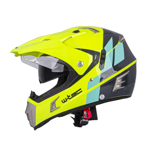 Bukósisak W-TEC Dualsport - Fluo Sárga-Kék