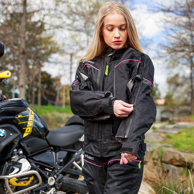 Női motoros kabát W-TEC Progair Lady - fekete-rózsaszín