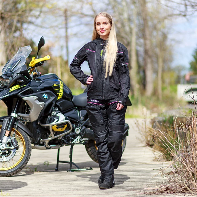 Női motoros kabát W-TEC Progair Lady - fekete-rózsaszín