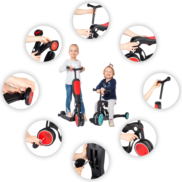 Gyerek multifunkcionális jármű 5az1ben WORKER Finfo - piros