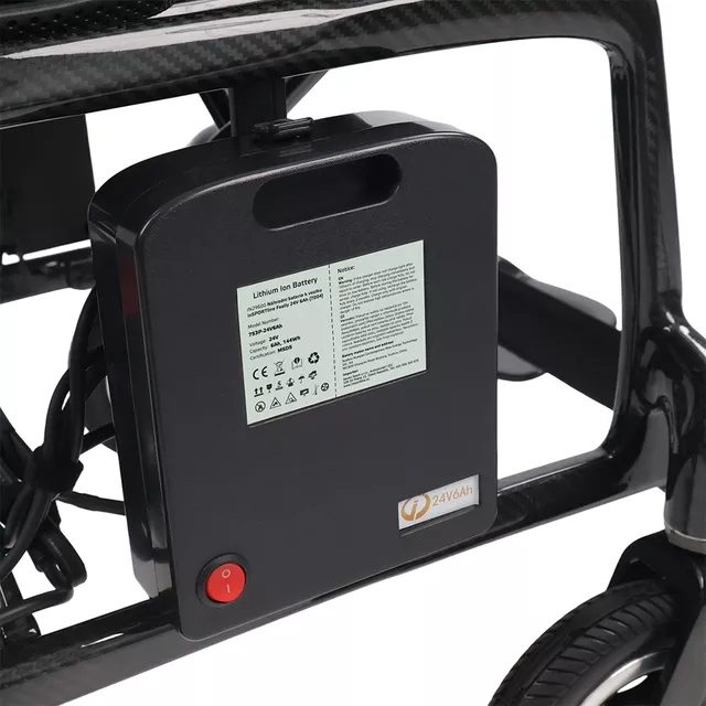 Elektromos karbon kerekesszék inSPORTline Feally, joystick vezérlés, elektromágneses fékek, biztonsági öv, 20–25 km hatótáv