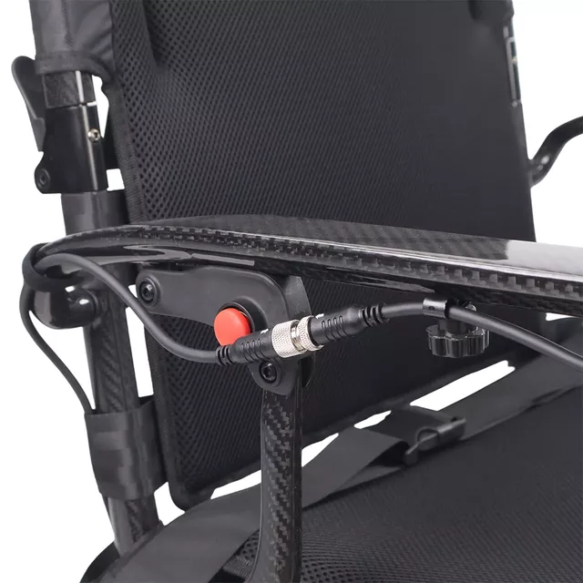 Elektromos karbon kerekesszék inSPORTline Feally, joystick vezérlés, elektromágneses fékek, biztonsági öv, 20–25 km hatótáv