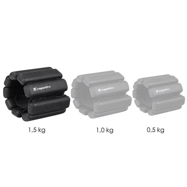 Fitness boka- és csuklósúlyok inSPORTline Brace 2x1,5 kg, hatékony edzéssegédeszköz, univerzális méret, rugalmas pánt, tépőzáras rögzítés - mokkahab