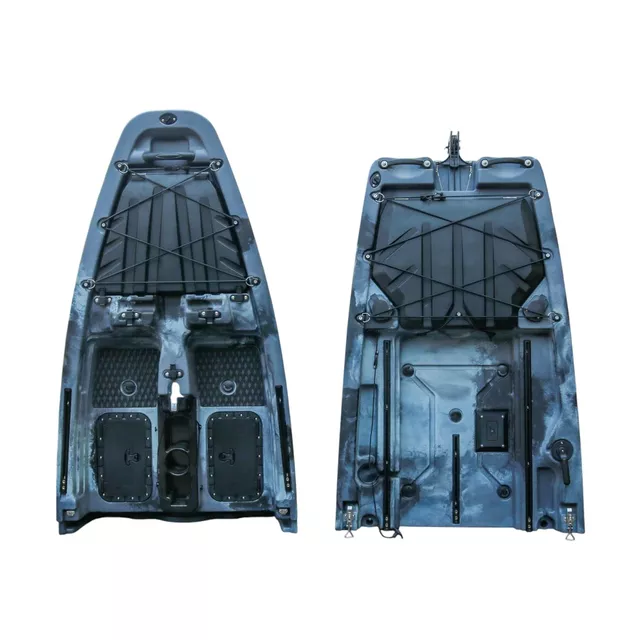 Összecsukható pedálos kajak inSPORTline Rhoner Urban Camo, fogantyú, horgászbottartó, lehajtható ülés, egyszerű kormányvezérlés, tárolórekeszek,38 kg