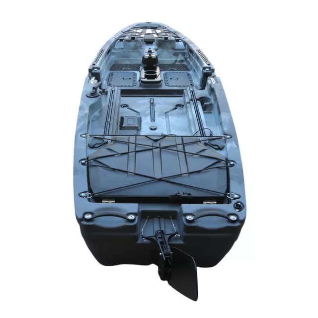 Összecsukható pedálos kajak inSPORTline Rhoner Urban Camo, fogantyú, horgászbottartó, lehajtható ülés, egyszerű kormányvezérlés, tárolórekeszek,38 kg