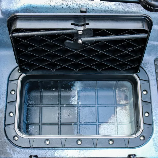 Összecsukható pedálos kajak inSPORTline Rhoner Urban Camo, fogantyú, horgászbottartó, lehajtható ülés, egyszerű kormányvezérlés, tárolórekeszek,38 kg