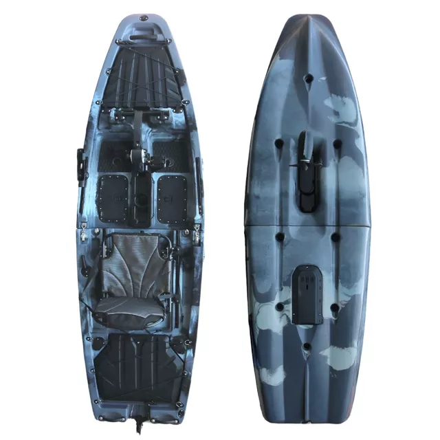 Összecsukható pedálos kajak inSPORTline Rhoner Urban Camo, fogantyú, horgászbottartó, lehajtható ülés, egyszerű kormányvezérlés, tárolórekeszek,38 kg