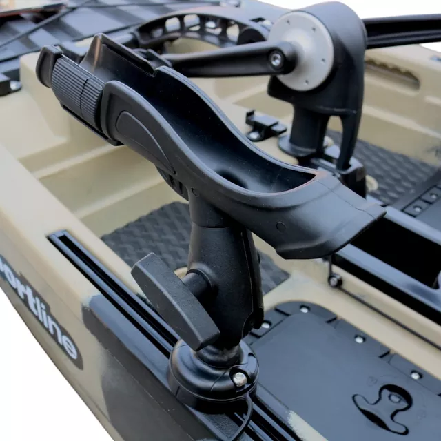 Összecsukható pedálos kajak inSPORTline Rhoner Desert Camo, tárolórekesz, 38 kg, lehajtható ülés, egyszerű kormányvezérlés, horgászbottartó