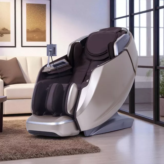 Masszázsfotel inSPORTline Balsadena, LCD vezérlőkijelző, beépített hangszórók,  LED-világítás, 20 előre beállított program, műbőr - kávé