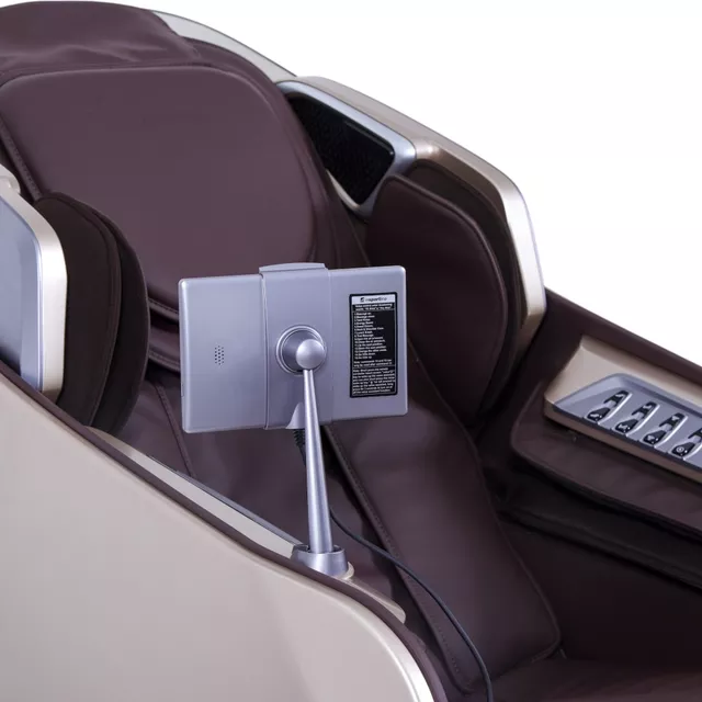 Masszázsfotel inSPORTline Balsadena, LCD vezérlőkijelző, beépített hangszórók,  LED-világítás, 20 előre beállított program, műbőr - kávé