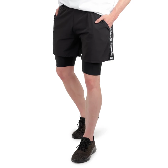 Férfi rövidnadrág 2in1 inSPORTline Closefit Short - fekete
