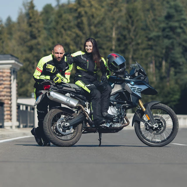 Női motoros kabát W-TEC Ventura Lady - fekete-fluor sárga