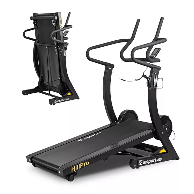 Gyaloglópad inSPORTline Hill Pro, motor nélküli, dőlésszög 23% - 4 fokozat, max.180kg, futófelület 125x45cm, ellenállás 8 fokozat, összecsukható