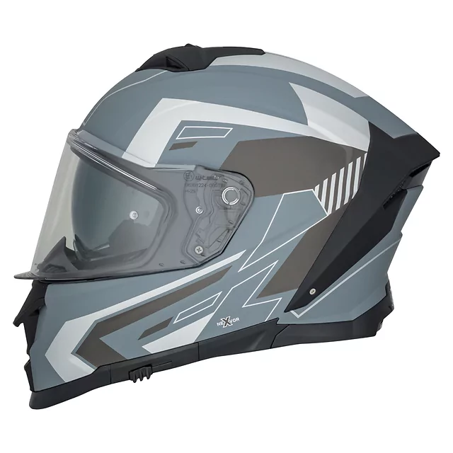 Motoros sisak W-TEC Nexwor Graphic, aerodinamikusan kialakított héj, zárható szellőzőrendszer, Pinlock® 70 előkészítés, mikrometrikus csat zárással - szürke