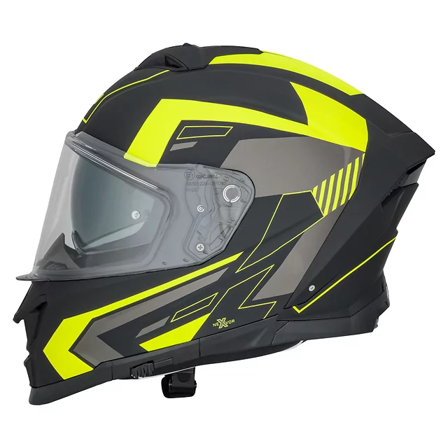 Motoros sisak W-TEC Nexwor Graphic, aerodinamikusan kialakított héj, zárható szellőzőrendszer, Pinlock® 70 előkészítés, mikrometrikus csat zárással - szürke