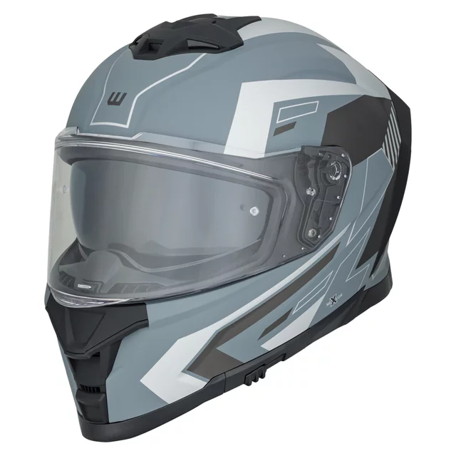 Motoros sisak W-TEC Nexwor Graphic, aerodinamikusan kialakított héj, zárható szellőzőrendszer, Pinlock® 70 előkészítés, mikrometrikus csat zárással - szürke - szürke