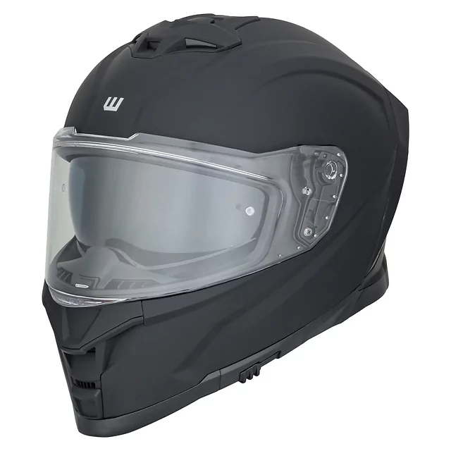 Motoros sisak W-TEC Nexwor, aerodinamikusan kialakított héj, zárható szellőzőrendszer, Pinlock® 70 előkészítés, mikrometrikus csat zárással - matt fekete - matt fekete