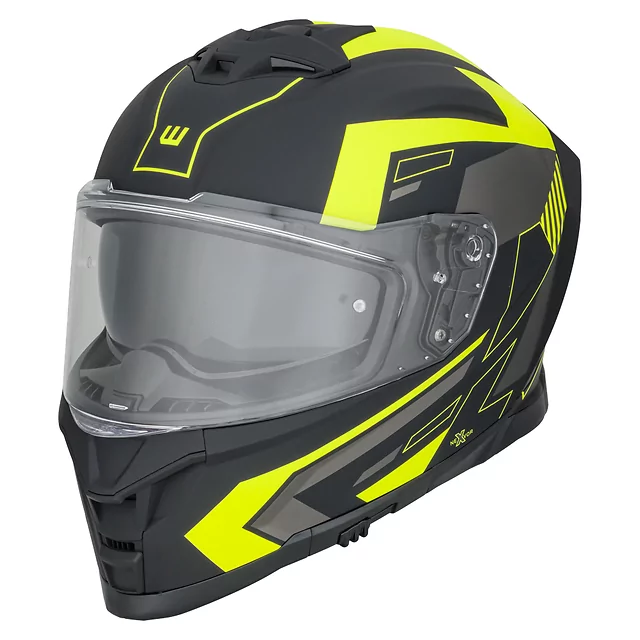 Motoros sisak W-TEC Nexwor Graphic, aerodinamikusan kialakított héj, zárható szellőzőrendszer, Pinlock® 70 előkészítés, mikrometrikus csat zárással - szürke - fluo