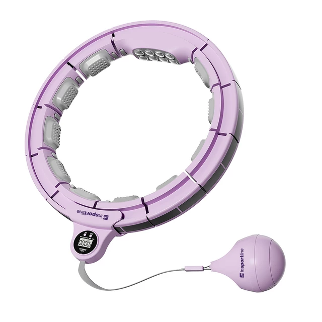 Hullahopp karika súllyal inSPORTline Weight Hoop Pro 69-105cm, 1.2kg, 41cm átmérő, bütykös, mágneses, szétszedhető, állítható méret, LCD kijelzővel