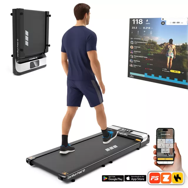 Összecsukható gyaloglópad inSPORTline ZenRun Fold 10, 0.75LE, max.120kg, futófelület 106x40cm, mellkasi öv, súly 24kg, otthoni