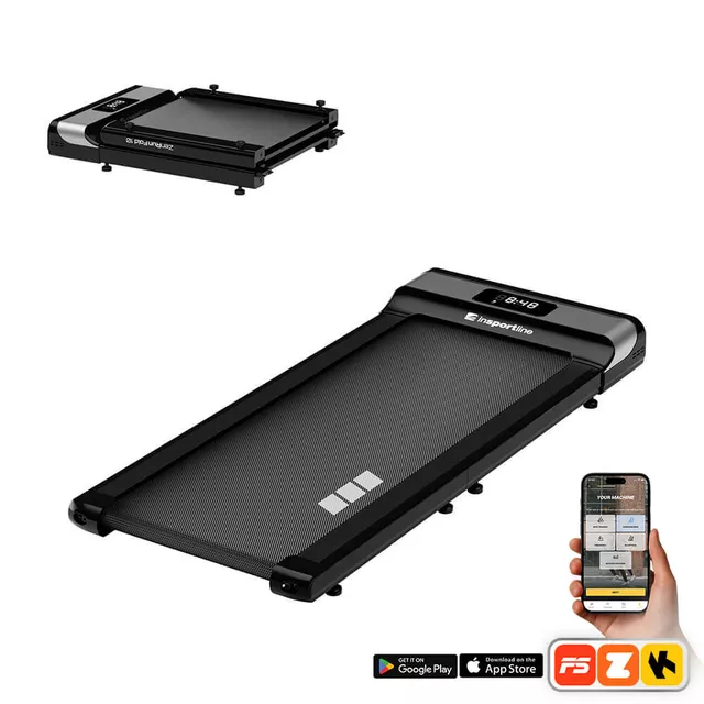 Összecsukható gyaloglópad inSPORTline ZenRun Fold 10, 0.75LE, max.120kg, futófelület 106x40cm, mellkasi öv, súly 24kg, otthoni