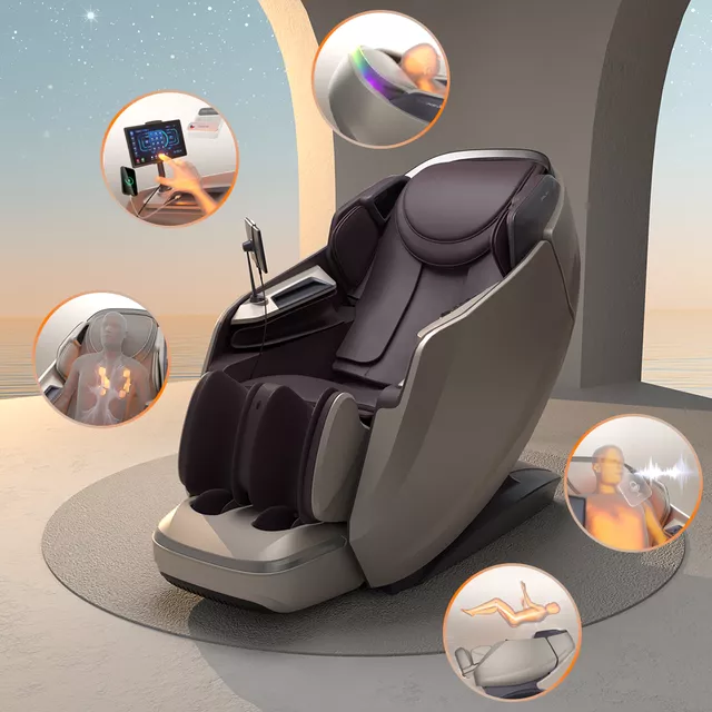 Masszázsfotel inSPORTline Balsadena, LCD vezérlőkijelző, beépített hangszórók,  LED-világítás, 20 előre beállított program, műbőr - kávé - kávé