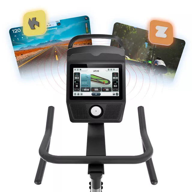 Szobakerékpár inSPORTline ZenRoute 1200, HRC program, 22kg lendkerék, italtartó, 10,1" TFT érintőképernyő, ékszijas, max. 150kg