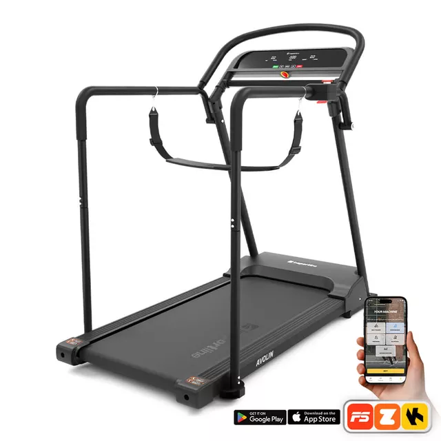 Futó- és sétálópad inSPORTline Avolin, masszív keret, biztonsági hevederek, pulzusszám monitorozása, szállítógörgők, fokozatmentes állítható sebesség