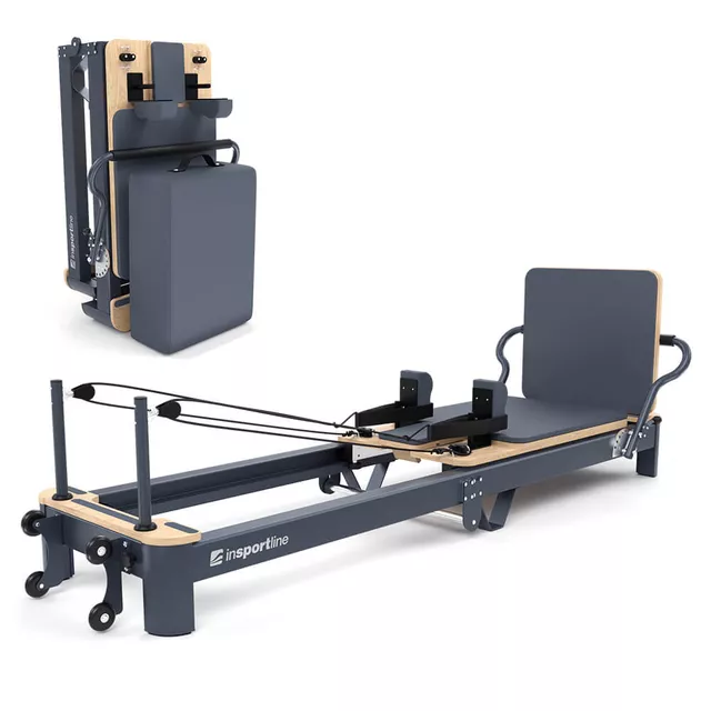 Pilates reformer inSPORTline Comfolder, pilates box tartozék, praktikus, összecsukható, porszórt, karcálló, rugós ellenállás, ALU váz,  súly 68kg