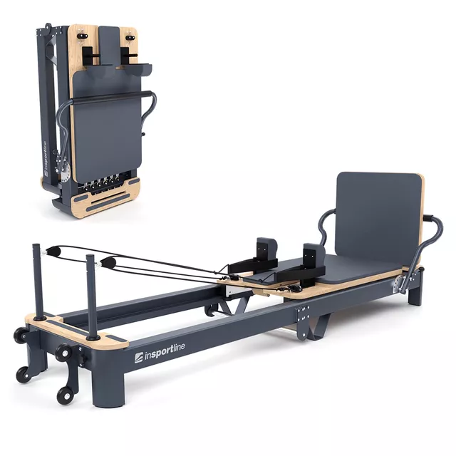 Pilates reformer inSPORTline Comfolder, pilates box tartozék, praktikus, összecsukható, porszórt, karcálló, rugós ellenállás, ALU váz,  súly 68kg