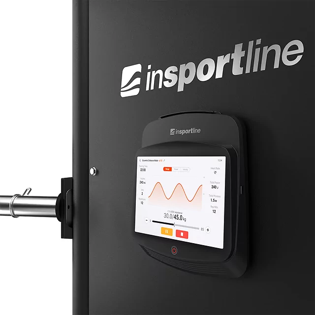 Erősítő állvány inSPORTline EvoCable 1000, elektronikus súlyok, érintőképernyő, 4 terhelési program, tárcsák befogadására szolgáló tüskék