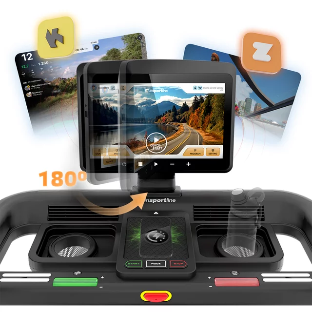 Futópad inSPORTline ZenRun 150, 4.50 LE, 22 km/ó, max.150 kg, futófelület 150x52cm, elektromos dőlésszög, összecsukható, Wi-Fi, Bluetooth, HRC program