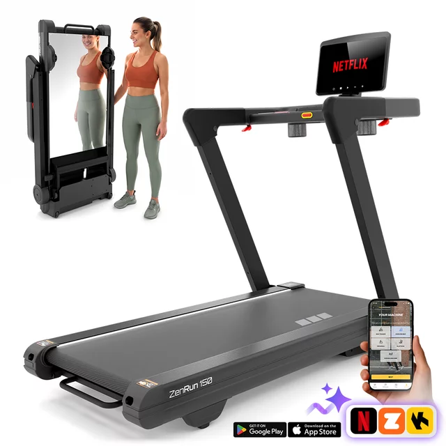 Futópad inSPORTline ZenRun 150, 4.50 LE, 22 km/ó, max.150 kg, futófelület 150x52cm, elektromos dőlésszög, összecsukható, Wi-Fi, Bluetooth, HRC program