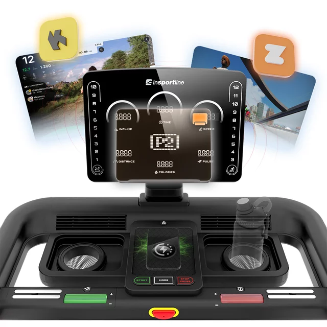 Futópad inSPORTline ZenRun 60, Bluetooth rendszer, Rubber Cushion rezgéscsillapító rendszer, vezeték nélküli telefontöltő, összecsukható szerkezet