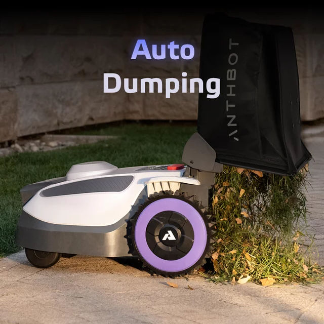 Anthbot N8 vezeték nélküli robotfűnyíró (1500 m²) lombgyűjtővel, vezérlés okosalkalmazáson keresztül, Edge Trimming funkció,  23 literes gyűjtőtartály