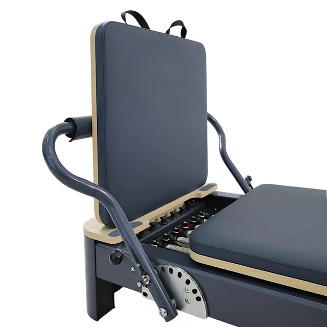 Pilates reformer inSPORTline Comfolder EVO, összecsukható szerkezet, 4 görgő a könnyű mozgatáshoz, karcolásálló váz, levehető háttámla, pilates doboz - bézs