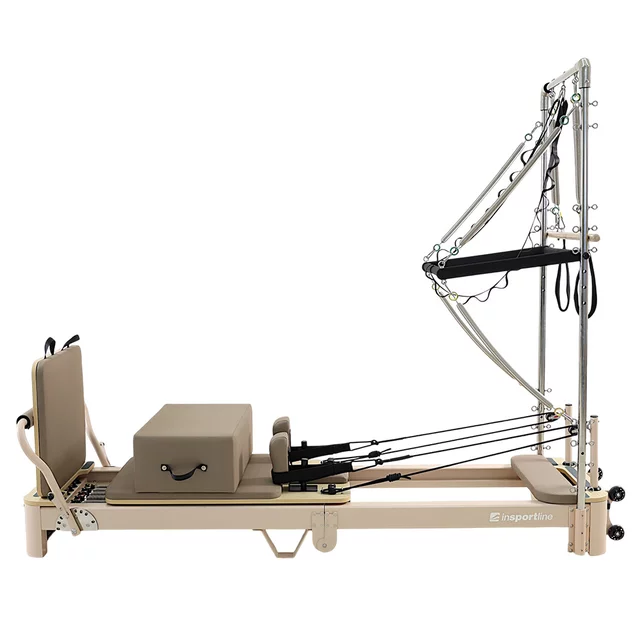 Pilates Reformer Torony inSPORTline Comfolder EVO, V alakú fogantyúk, 45 rögzítőszem a kiegészítők rögzítéséhez, stabil szerkezet