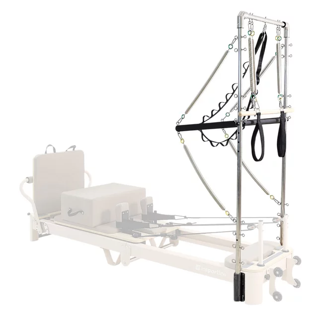 Pilates Reformer Torony inSPORTline Comfolder EVO, V alakú fogantyúk, 45 rögzítőszem a kiegészítők rögzítéséhez, stabil szerkezet