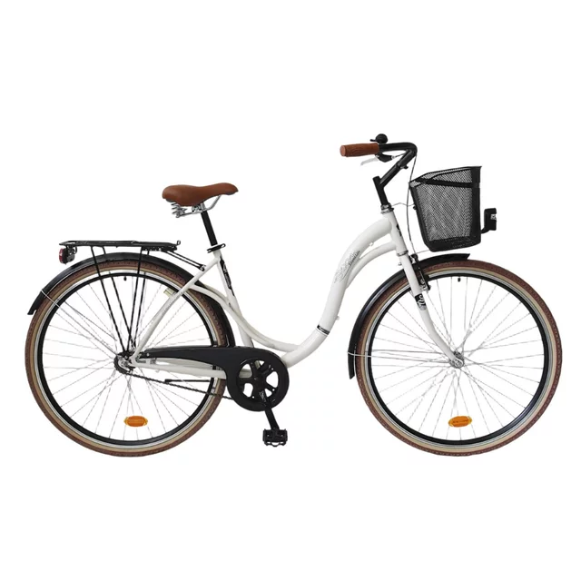 Városi kerékpár Reactor Swan 28"  2026, Kenda gumiabroncsok, 6 sebességes Shimano hátsó váltó, V-Brake fékek, hátsó csomagtartó, kerékpártartó - krémszínű - krémszínű