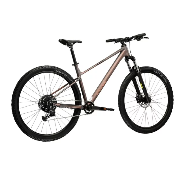 Hegyi kerékpár Kross Level X100  29"  2026, SR Suntour XCM 32 DS rugózó villa, Shimano MT200 hidraulikus tárcsafékek,  VELO Double Density markolatok - szürke / barna / matt