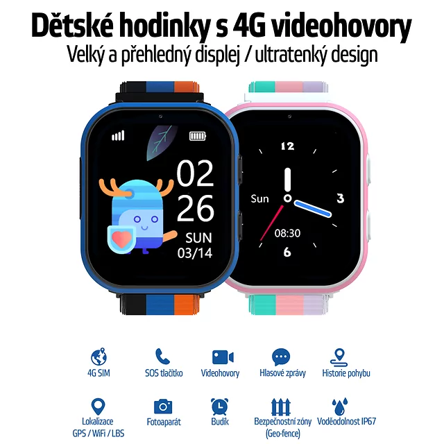 Gyermek okosóra inSPORTline Cubbio, GPS, LBS és Wi-Fi helymeghatározás, biztonságos zóna beállítások, SOS gomb, lépésszámláló, napi aktivitásfigyelés - fekete