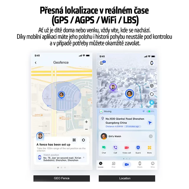 Gyermek okosóra inSPORTline Cubbio, GPS, LBS és Wi-Fi helymeghatározás, biztonságos zóna beállítások, SOS gomb, lépésszámláló, napi aktivitásfigyelés - fekete