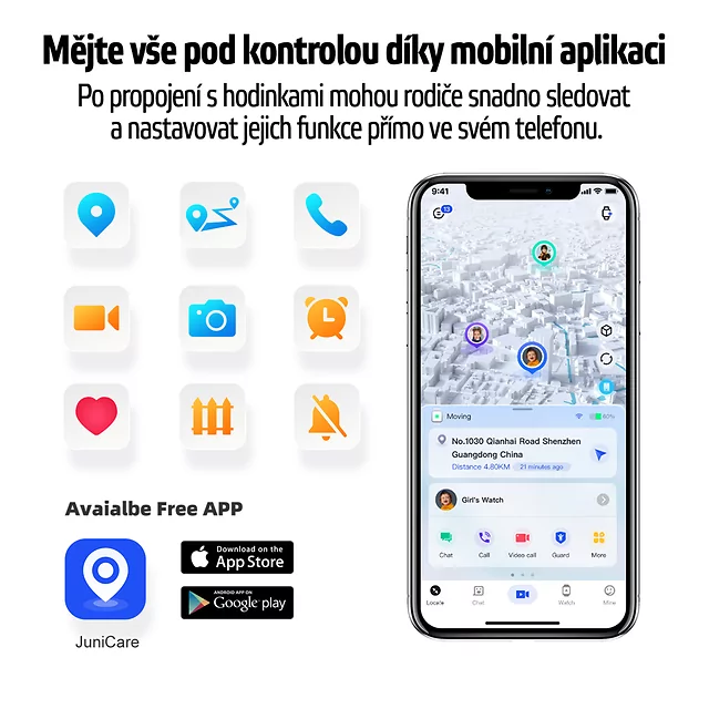 Gyermek okosóra inSPORTline Cubbio, GPS, LBS és Wi-Fi helymeghatározás, biztonságos zóna beállítások, SOS gomb, lépésszámláló, napi aktivitásfigyelés - fekete