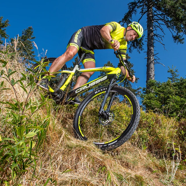 Rövid ujjú kerékpáros felső Crussis - fekete-fluor sárga