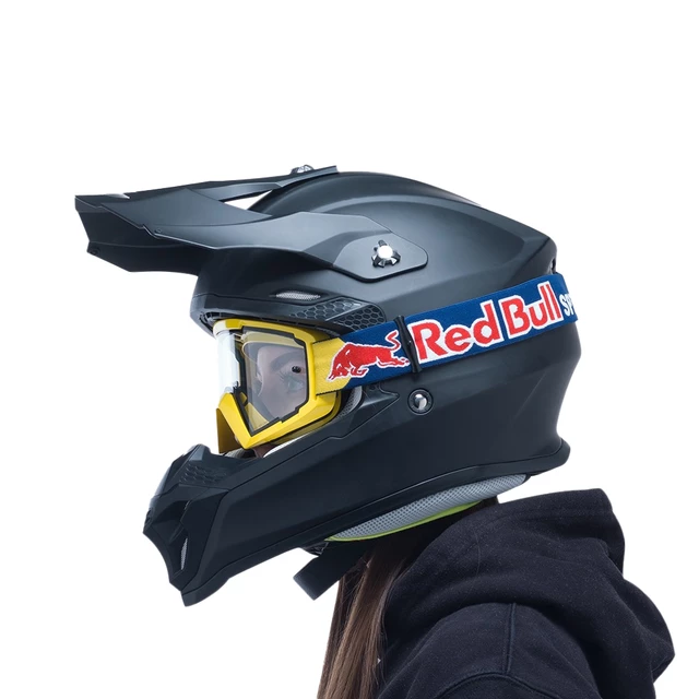 Motocross szemüveg RedBull Spect Whip, sárga, átlátszó plexiüveg, F SCAPE párásodásgátló bevonat, 100%-os UVA és UVB védelem